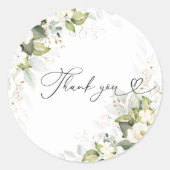 グリーンリーホワイトローゼスブライダルシャワー ラウンドシール (正面)