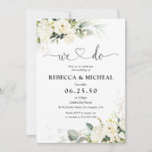 グリーンリーホワイトローゼス結婚式招待状 招待状 (正面)