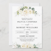 グリーンリーホワイトローゼス結婚式招待状 招待状 (正面)