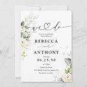 グリーンリーホワイトローゼス結婚式招待状 招待状 (正面)