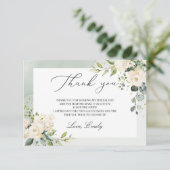 グリーンリーホワイトローゼユーカリプタスブライダルシャワー サンキューカード (スタンド正面)