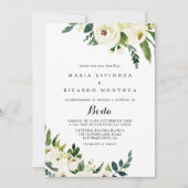 グリーンリーホワイト秋スペインのフローラ結婚ズ 招待状 (正面)