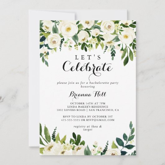 グリーンリーホワイト秋フローラレッツ祝パーティー 招待状 (正面)
