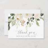 グリーンリーホワイト結婚フローラブライダルシャワー サンキューカード (正面)