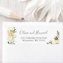 グリーンリーボタニカルウォーターカラーアイボリーホワイトフローラ