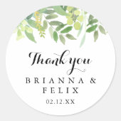 グリーンリーボタニカルサンキュー結婚式の引き出物 ラウンドシール (正面)