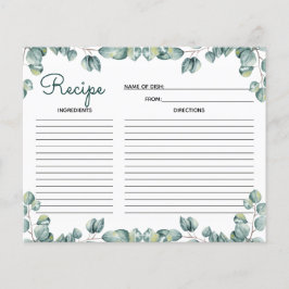 グリーンリーボタニカルブライダルシャワーレシピカード