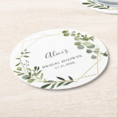 グリーンリーボタニカルブライダルシャワー ラウンドペーパーコースター (アングル)