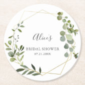 グリーンリーボタニカルブライダルシャワー ラウンドペーパーコースター (正面)