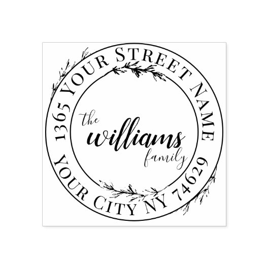 グリーンリーボタニカルリーススクリプト差出人住所 ラバースタンプ (インプリント)