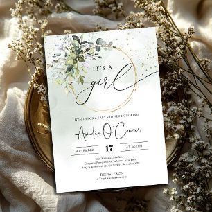 グリーンリーボホガールベビーシャワー招待状 招待状