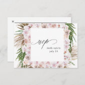 グリーンリーボホトロピカルフローラw食事RSVPカード2 出欠カード (正面/裏面)