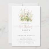 グリーンリーボホワイルドフラワーバースデーパーティーの招待 招待状 (正面)