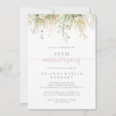 グリーンリーボホワイルドフラワー結婚50周年 招待状 (正面)