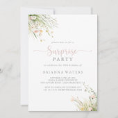 グリーンリーボホーワイルドフラワーサプライズパーティの招待状 招待状 (正面)