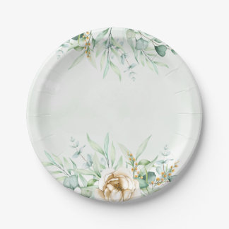 グリーンリーボーイベビーシャワー紙プレート ペーパープレート