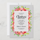 グリーンリーポインセティアスフローラクリスマス招待状 (正面)