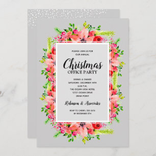 グリーンリーポインセティアスフローラクリスマス招待状