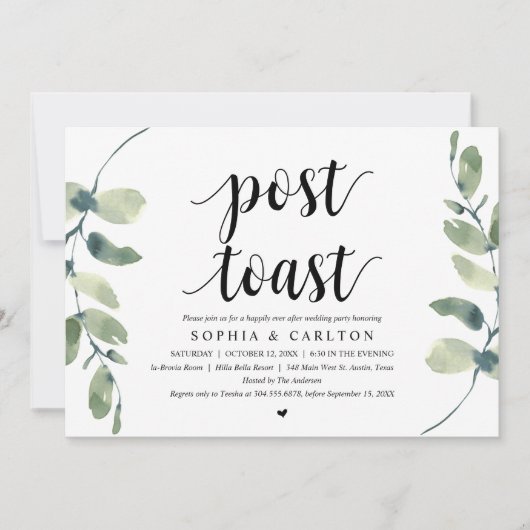 グリーンリーポストトーストウェディングパーティー 招待状 (正面)