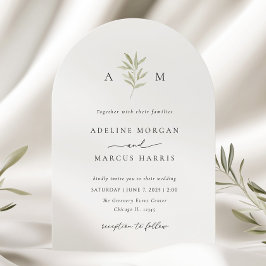 グリーンリーミニマルオリーブブランチ結婚式招待状 招待状