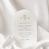 グリーンリーミニマルオリーブブランチ結婚式招待状 招待状