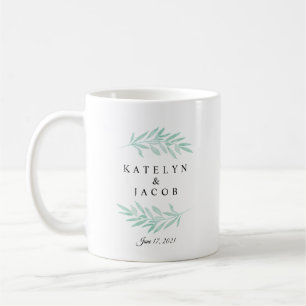 グリーンリーミントウォーター結婚カラーズカスタム コーヒーマグカップ