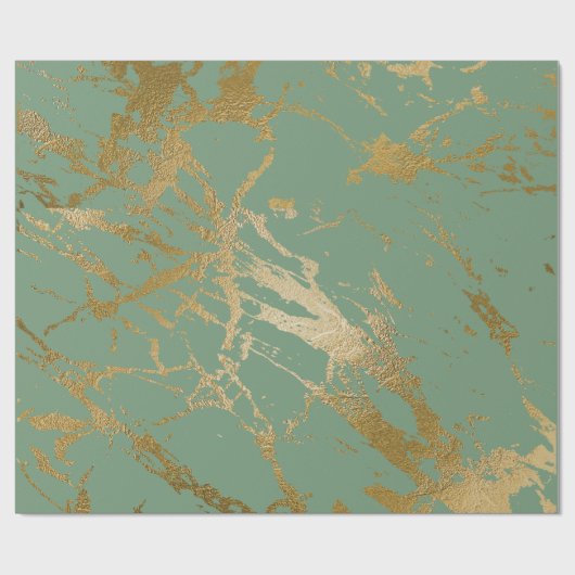 グリーンリーミントセージ金ゴールド大理石シャイニーグラム ラッピングペーパー (フラット)