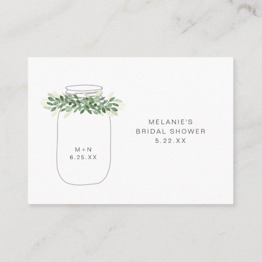 グリーンリーメイソンジャーブライダルシャワーレシピリクエスト エンクロージャーカード (裏面)