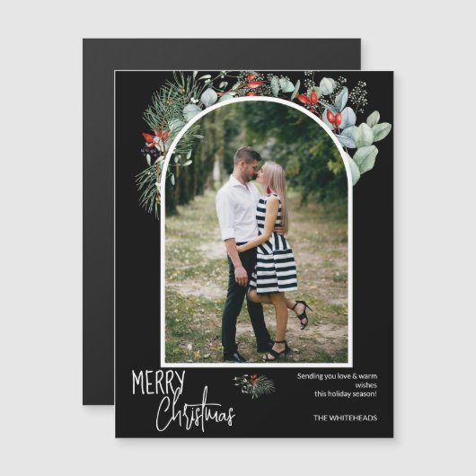 グリーンリーメリークリスマスアーチフォトブラック (正面/裏面)