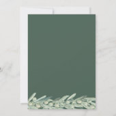 グリーンリーモダンオリーブ手書き結婚フォント 招待状 (裏面)