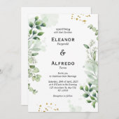 グリーンリーモダンサークル結婚式招待状 招待状 (正面/裏面)