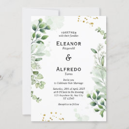 グリーンリーモダンサークル結婚式招待状 招待状