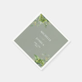 グリーンリーモダンフローラセージ結婚グリーン スタンダードカクテルナプキン (角)