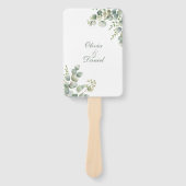 グリーンリーモダンユーカリ結婚式 プログラム ハンドファン (正面)