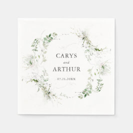 グリーンリーモダンリース結婚ズ スタンダードカクテルナプキン