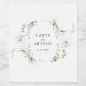 グリーンリーモダンリース結婚ズ ワインラベル (シングルラベル)