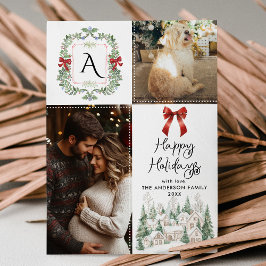 グリーンリーモノグラムクレストボウハッピーホリデー2写真 シーズンカード