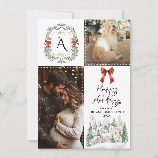 グリーンリーモノグラムクレストボウハッピーホリデー2写真 シーズンカード (正面)