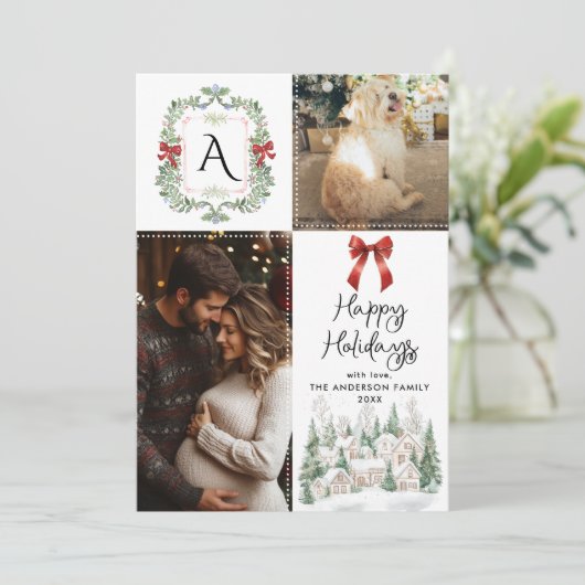 グリーンリーモノグラムクレストボウハッピーホリデー2写真 シーズンカード (スタンド正面)