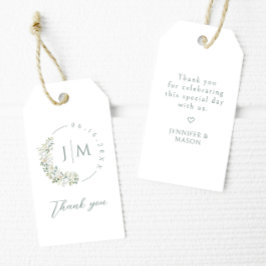 グリーンリーモノグラムサンキュー結婚式の引き出物ラベル ギフトタグ