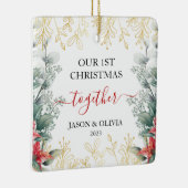 グリーンリーモノリンフラワー初めてのクリスマスの統合 セラミックオーナメント (右)