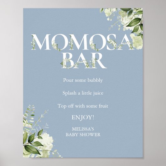 グリーンリーモモザバーほこりっぽいブルーベビーシャワー ポスター (正面)