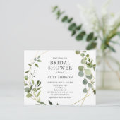 グリーンリーユーカリエレガントブライダルシャワー インビテーションポストカード (スタンド正面)