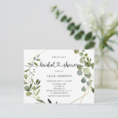 グリーンリーユーカリハートブライダルシャワー インビテーションポストカード (スタンド正面)