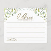 グリーンリーユーカリブライダルシャワーアドバイスカード (正面)