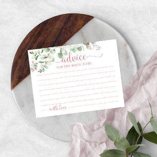 グリーンリーユーカリブライダルシャワーアドバイスカード