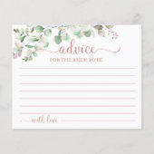 グリーンリーユーカリブライダルシャワーアドバイスカード (正面)