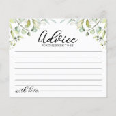 グリーンリーユーカリブライダルシャワーアドバイスカード (正面)