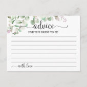 グリーンリーユーカリブライダルシャワーアドバイスカード ポストカード (正面)