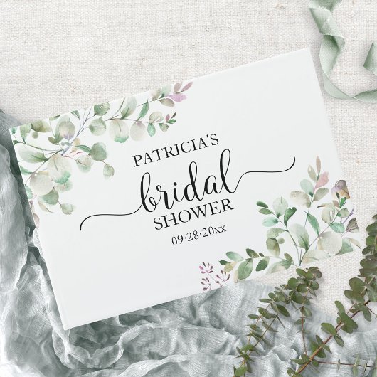 グリーンリーユーカリブライダルシャワーゲストブック ゲストブック